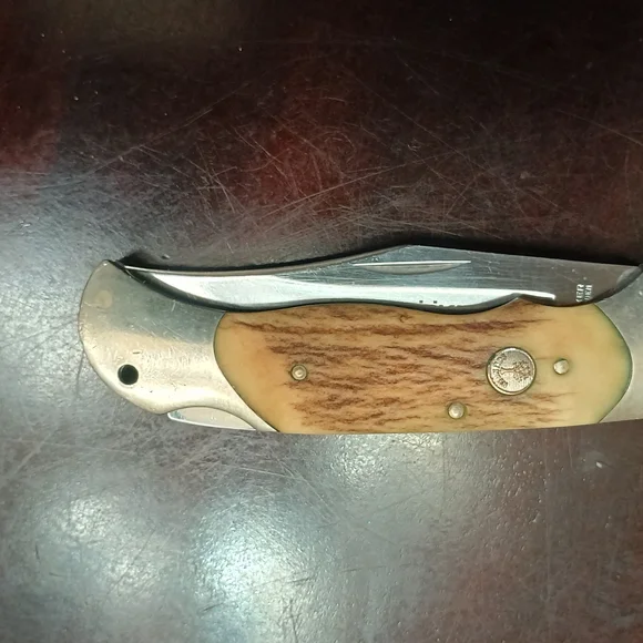 Boker Optima Stag Handle Knife W/Custom Leather Sheath